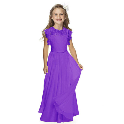 Big/Little Girls Lace Bridesmaid Dress Kids Wedding Pageant Party Maxi Dresses