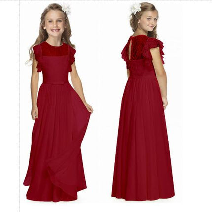 Big/Little Girls Lace Bridesmaid Dress Kids Wedding Pageant Party Maxi Dresses