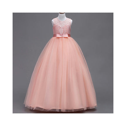 Girls Lace Dress Long A Line Tulle Wedding Pageant Party Prom Dresses Ball Gown