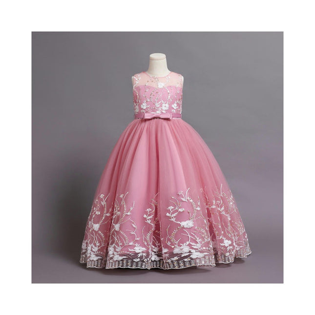 Wedding Flower Girl Dress Children's Tulle Princess Maxi Dress Prom Girl Dress Lace Embroidery