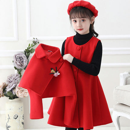 Girls Clothing 3 Pieces Middle and Big Kids Tweed Dress and Button Cardigan Hat Set