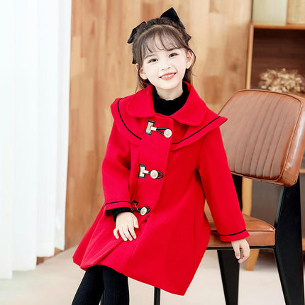 Girls Trench Coat Baby Girl Woolen Coat Girl Dress Coat Winter Fall Outerwear-A1