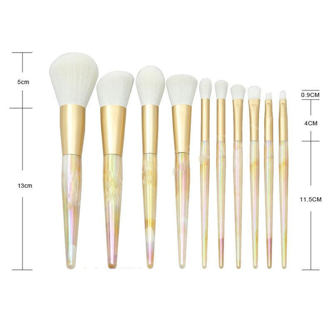 10 Pcs Synthetic Bristles Makeup Kit Blending Face Powder Blush Concealers Brush Make Up Brushes Set
