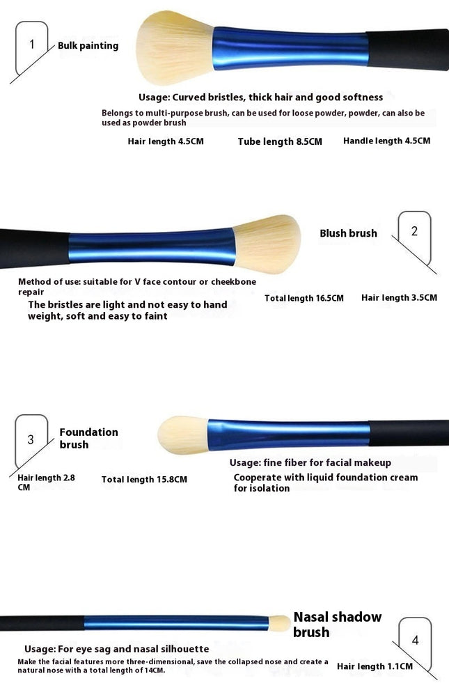 Makeup Brush Set For Liquid Cream&Powder Eyeshadow Foundation Concealer Blush&Contour Travel Brushes Synthetic Bristles