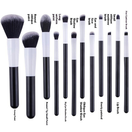 Pack of 12pcs Cosmetic Eye Shadow Sponge Eyeliner Eyebrow Lip Nose Foundation Powder Makeup Brushes Sets