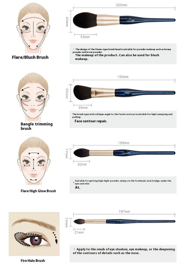 11 Brushes Foundation Concealer Eye Shadow Brush Contour Brush  Make Up Brushes Kit Travel Cosmetic Brush Set