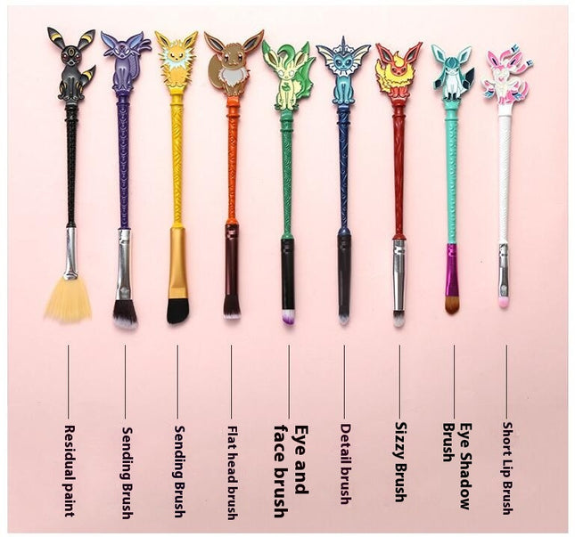 Pokemon Makeup Brushes Set Anime Cartoon Theme Make Up Brush Set Collection Set With Elastic DrawerBag