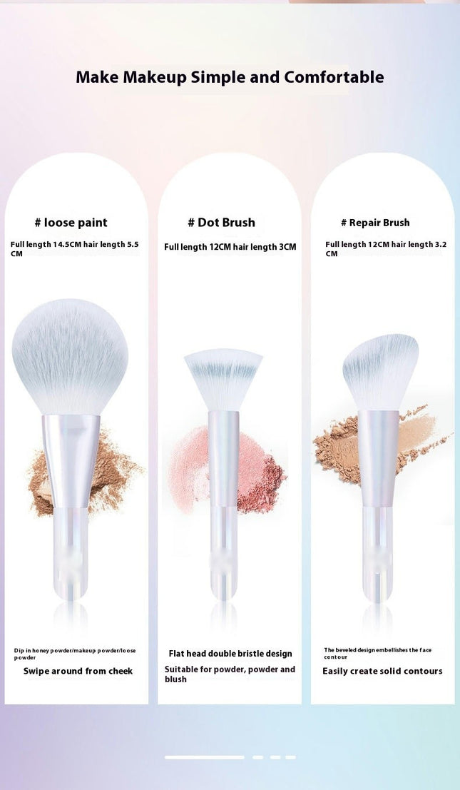 Essential Make-up Brushes Kit for Powder Liquid Cream Cosmetics Blush Concealer Brushes Transparent Plastic Handle