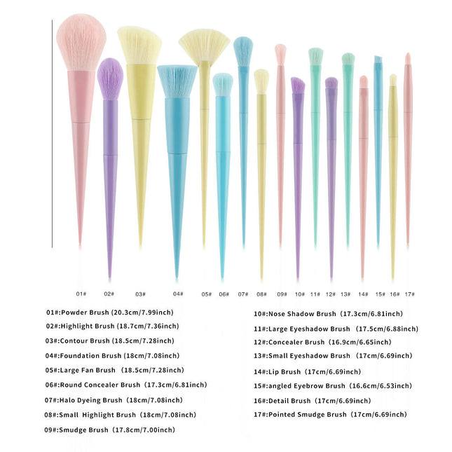 Makeup Brush Set Premium Synthetic Foundation Blending Face Powder Blush Concealers Rainbow Make Up Brush Set
