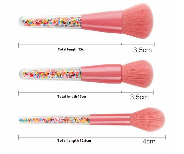 Blending Powde Makeup Brush Set 5 Pcs Candy Makeup Brushes Transparent Particle Crystal Handle Makeup Brush Set