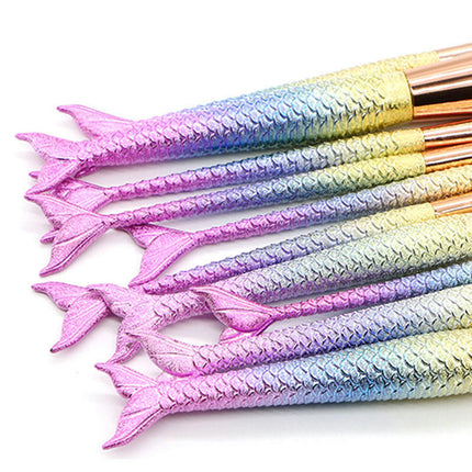 Multi Mermaid Makeup Brushes Set 10PCS Make Up Foundation  Cream   Eyeliner Lip Blush Concealer Beauty Brushes