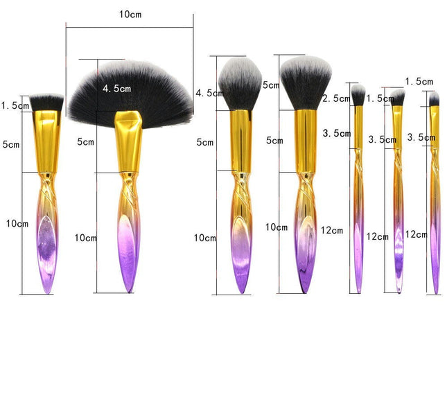 7 PCS  Tapered Makeup Brush Set Foundation Powder Blending Blush Eye Shadows Premium Synthetic Make Up Brushe