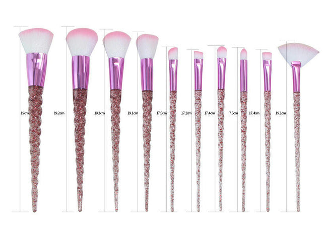 Crystal Spiral Transparent Makeup Set Powder Foundation Eyeshadow Cosmetic Brushes Powder Concealers Face Travel Too