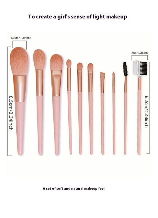 10 PCS Professional Quality Makeup Brush Set , Travel Concealer EyeShadow Kabuki Brush Synthetic Fiber Bristles