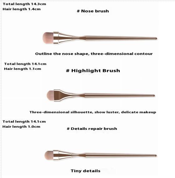 9 pcs Electroplating handle powder brush beauty toolMake Up Brush Foundation Flat Top Face Loose Powder Makeup Brush