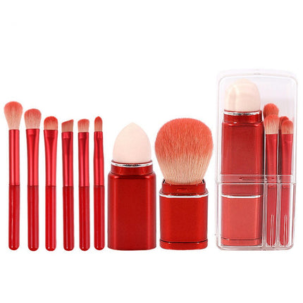 Portable Makeup Brushes For Travel Makeup - 8 in 1 Travel Loose Powder Brush Blending Lip Brush Retractable Makeup Brushes Sets