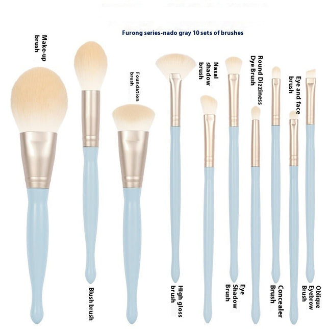 Makeup Brush Set 10 Pcs Makeup Brush Set  Tool Kit with Bag Powder Foundation Contour Blush Concealer EyeShadow Beauty Tools