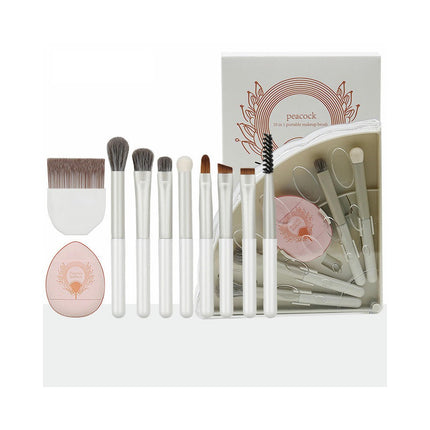 10PcsPortable Makeup Brushes Set with  Box  Foundation Eye Shadow Blush Makeup Brush Face Brushes for Travel Daily Date