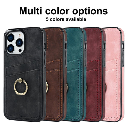 PU Leather Mobile Phone Case Cover Compatible Cases with Card Holder and Ring 1
