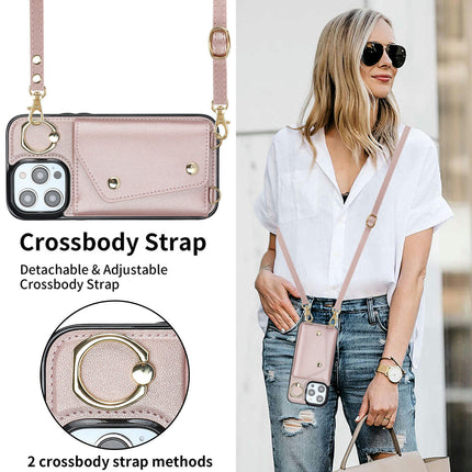 Leather Mobile Phone Case Cover Compatible Cases with Lanyards and Wrist Strap-A 1