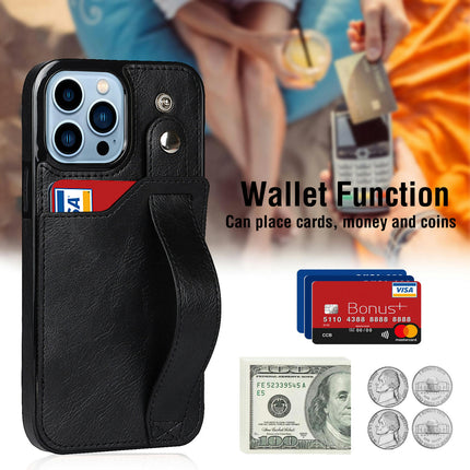 PU Leather Mobile Phone Case Cover Compatible Cases with Wristband Stand 1