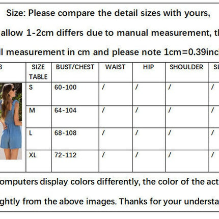 Women's Smocked Denim Romper Shorts Tie Knot Strap Wide Leg Jumpsuit