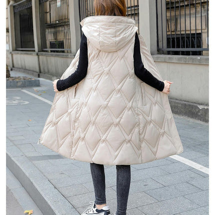 Women's Long Puffer Vest Full Zip Sleeveless Quilted Hooded Gilet Coat