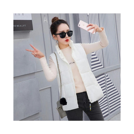 Women's Winter Puffer Vest Quilted Stand Collar Zip Up Short Coat with Pockets