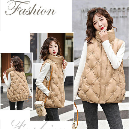 Women's Puffer Vest Winter Stand Collar Warm Gilet Sleeveless Coat