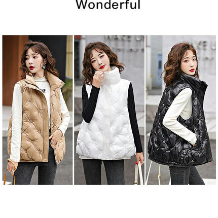 Women's Puffer Vest Winter Stand Collar Warm Gilet Sleeveless Coat