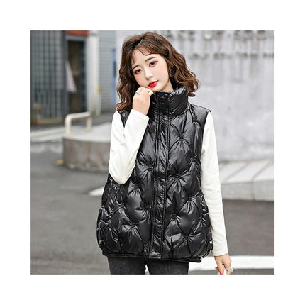Women's Puffer Vest Winter Stand Collar Warm Gilet Sleeveless Coat