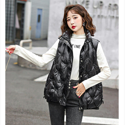 Women's Puffer Vest Winter Stand Collar Warm Gilet Sleeveless Coat