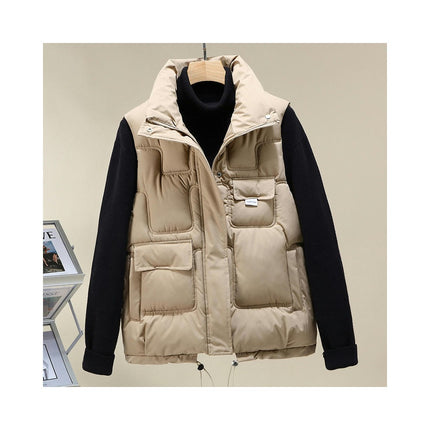 Womens Winter Cropped Puffer Vest Sleeveless Gilet Coat Stand Collar Vest Outwear