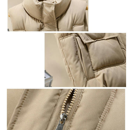 Womens Winter Cropped Puffer Vest Sleeveless Gilet Coat Stand Collar Vest Outwear