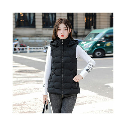 Women's Puffer Vest Zip Up Quilted Winter Sleeveless Hooded Gilet Warm Jacket