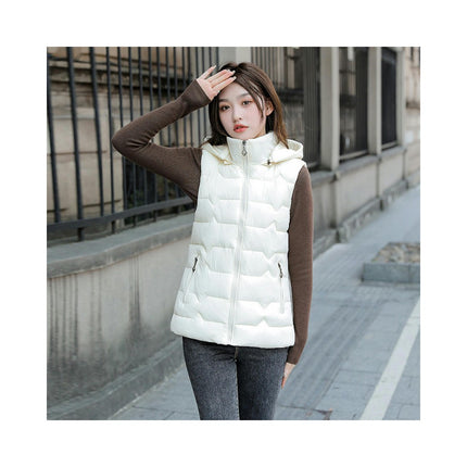 Women's Puffer Vest Zip Up Quilted Winter Sleeveless Hooded Gilet Warm Jacket