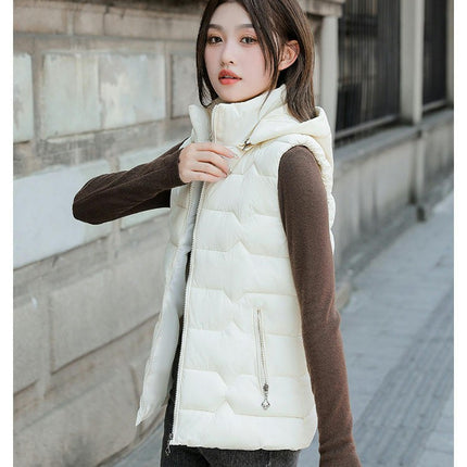 Women's Puffer Vest Zip Up Quilted Winter Sleeveless Hooded Gilet Warm Jacket