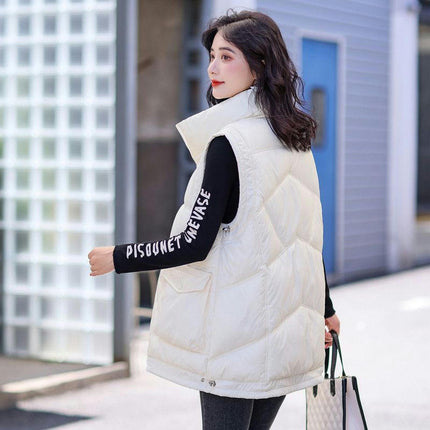 Women Puffer Vest Stand Collar Sleeveless Winter Warm Zip Up Jackets with Pockets