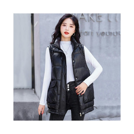 Women Puffer Vest Stand Collar Sleeveless Winter Warm Zip Up Jackets with Pockets
