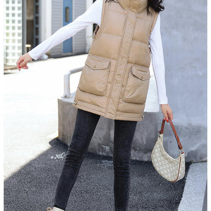 Women Puffer Vest Stand Collar Sleeveless Winter Warm Zip Up Jackets with Pockets