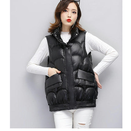 Women's Puffer Vest Sleeveless Stand Collar Jacket Zip Up Gilet Coat with Pockets