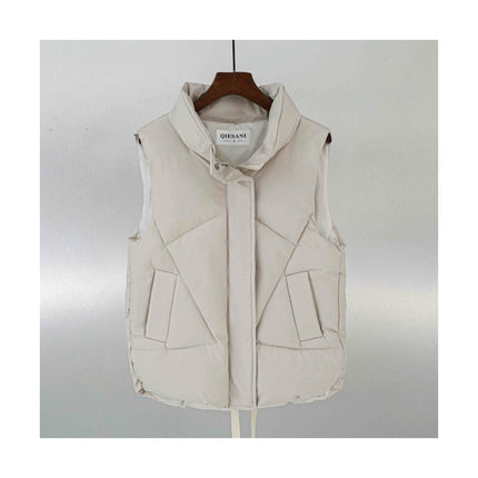 Womens Cropped Puffer Vest Stand Collar Sleeveless Gilet Coats