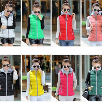 Women's Puffer Vest Zip Up Quilted Winter Sleeveless Hooded Gilet Jacket
