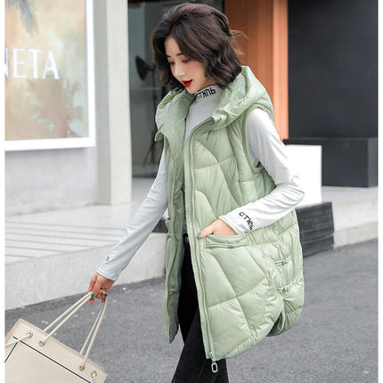 Women's Puffer Vest with Hood Sleeveless Full Zip Quilted Jacket