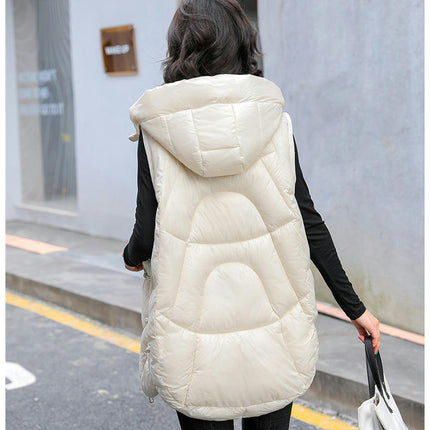Women's Puffer Vest with Hood Sleeveless Full Zip Quilted Jacket