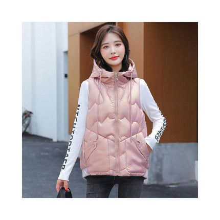 Women's Puffer Hooded Vest Sleeveless Padded Gilet Jacket Zip Up Warm Outerwear