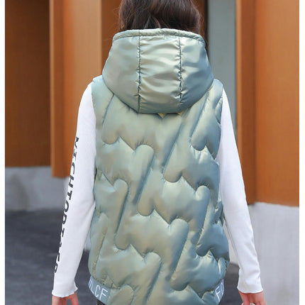 Women's Puffer Hooded Vest Sleeveless Padded Gilet Jacket Zip Up Warm Outerwear