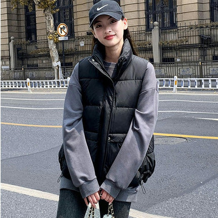 Women's Cropped Puffer Vest Sleeveless Stand Collar Padded Gilet