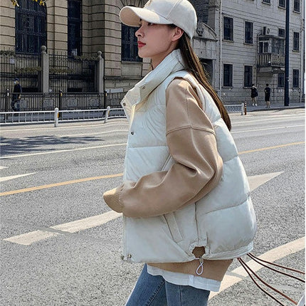 Women's Cropped Puffer Vest Sleeveless Stand Collar Padded Gilet