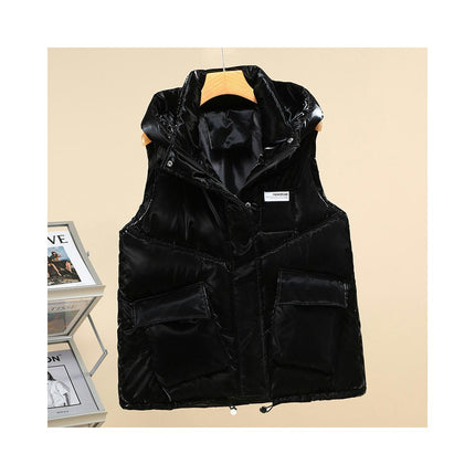 Women's Puffer Vest Winter Quilted Padded Sleeveless Zip Up Short Jacket Gilet